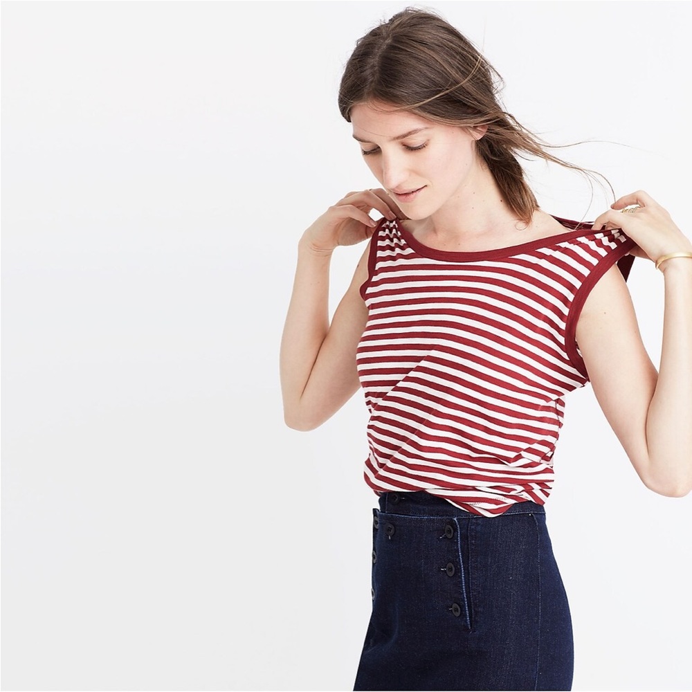 Madewell Whisper Cotton Crewneck Muscle Tank in Fenwick Stripe